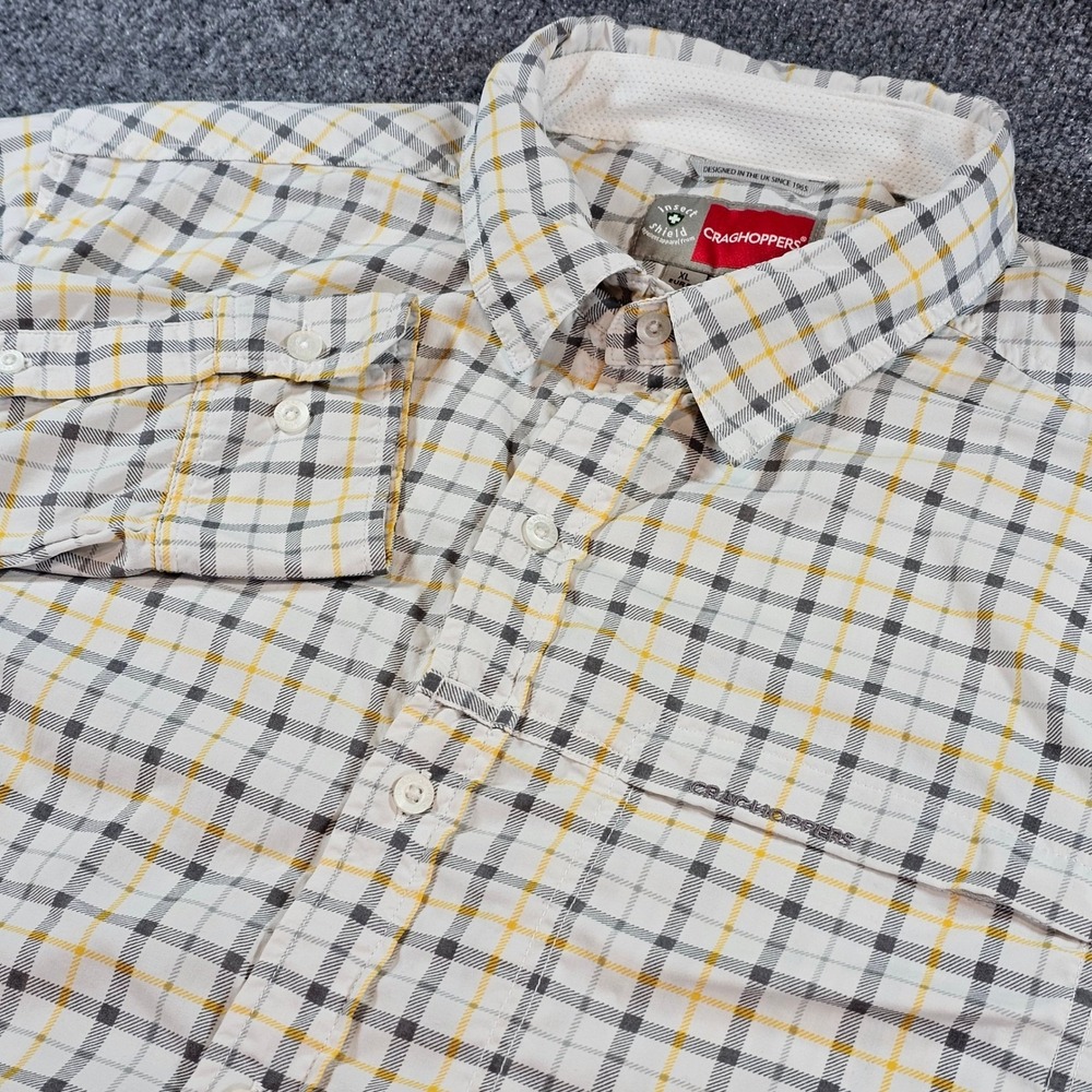 Craghoppers Mens XL Insect Shield Plaid Long Sleeve Button Down Hiking Shirt